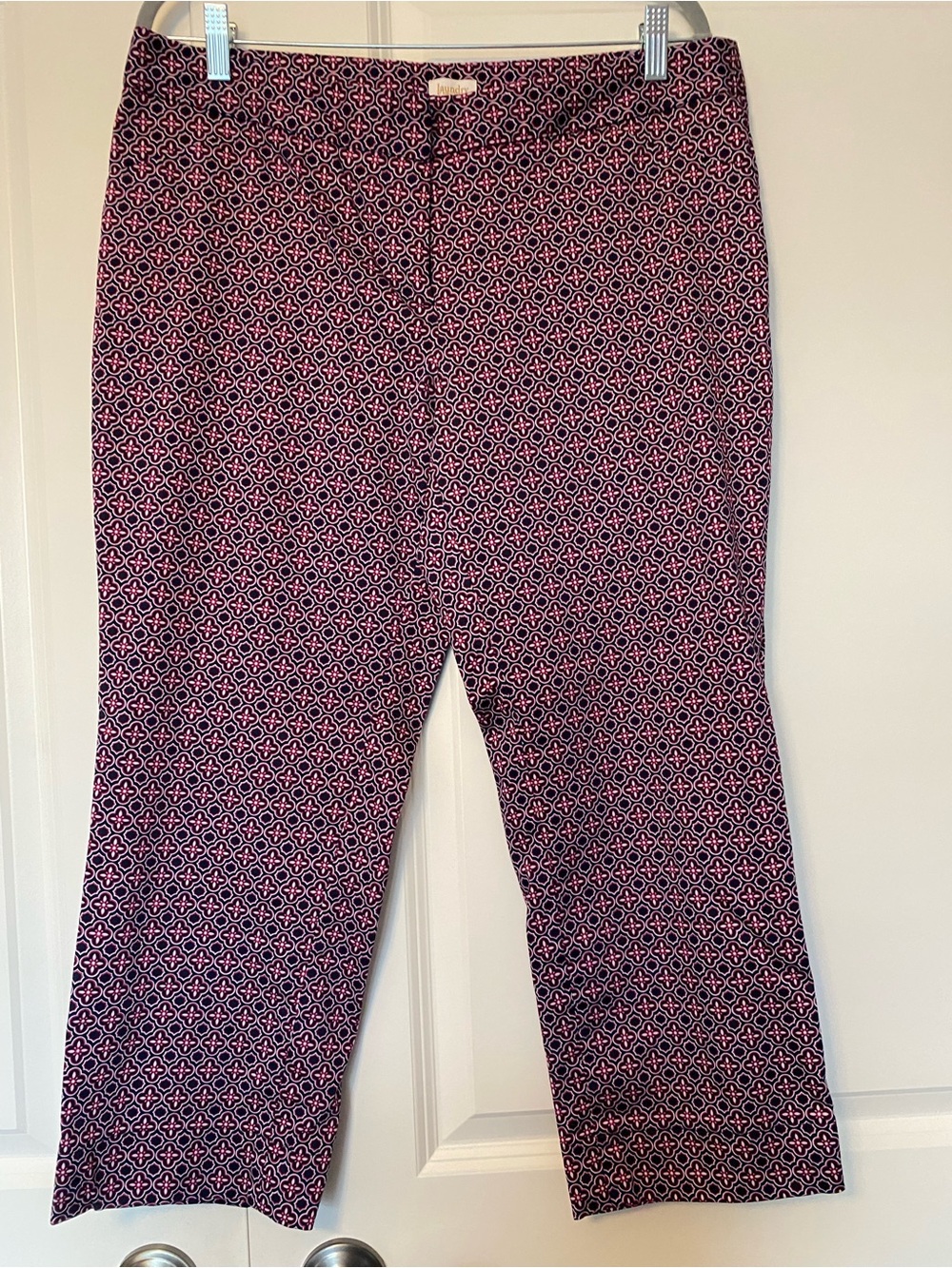Laundry By Shelli Segal Pink & Black Geometric Crop Pants